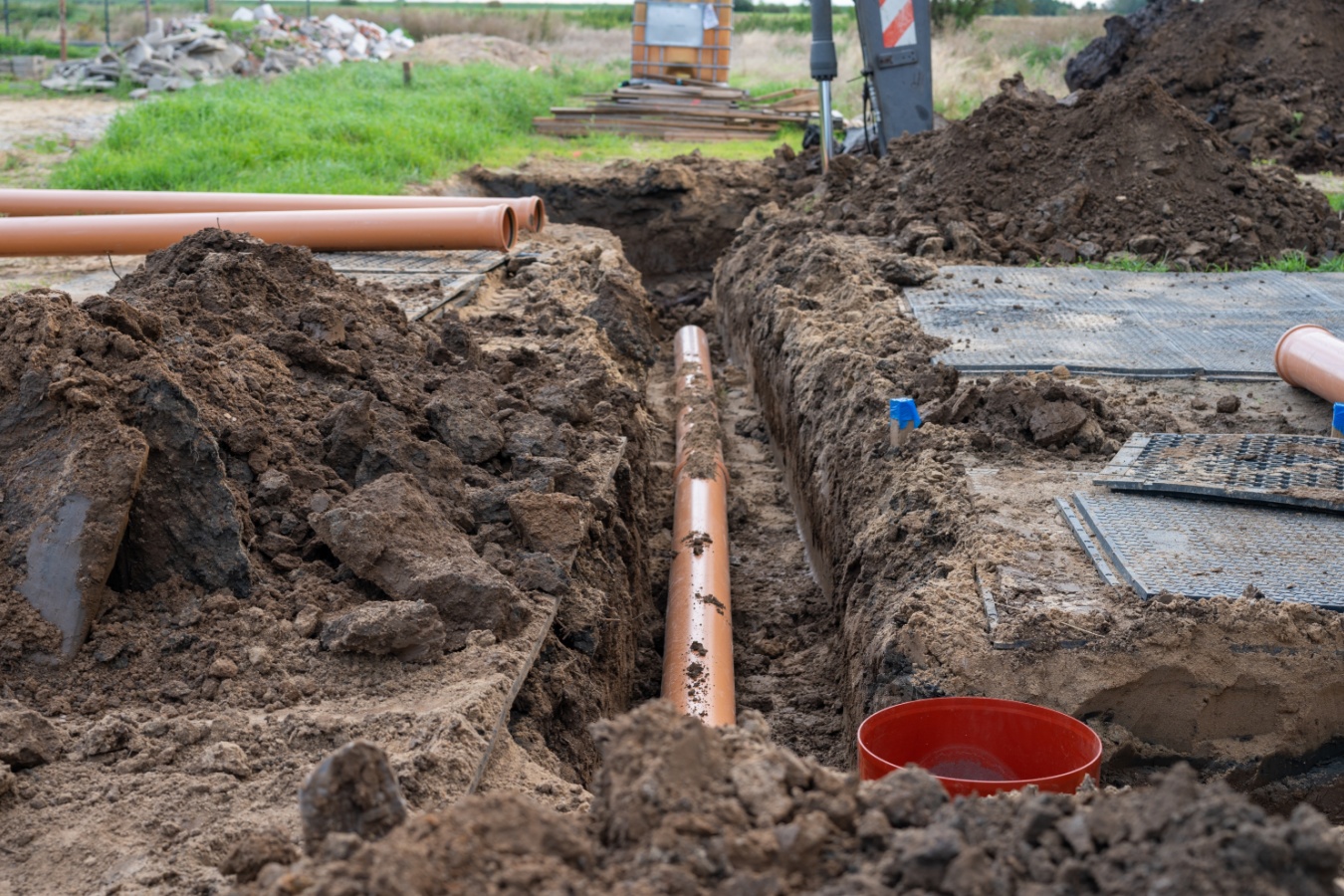 Pipe excavation in the process of a St. Louis, MO, Sewer Line Replacement